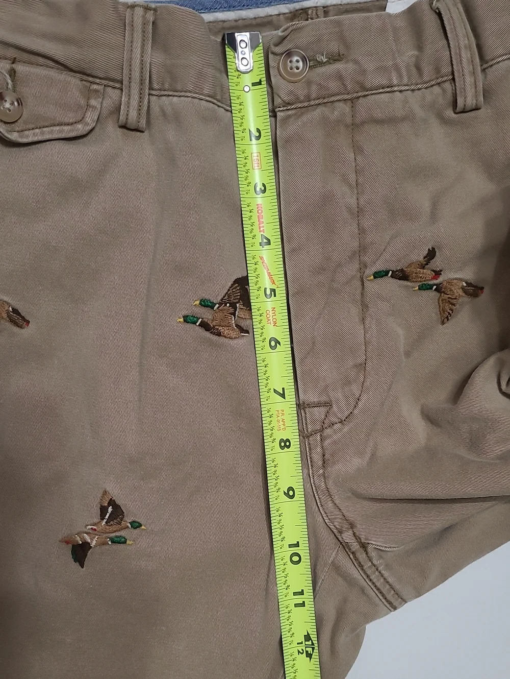Polo by Ralph Lauren Khaki Straight Fit with Embroidered Mallard Ducks 33 waist